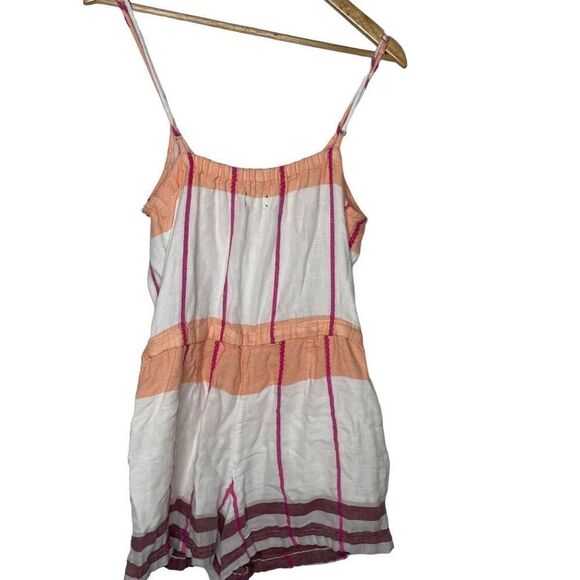 Lou & Grey Ann Taylor Loft Ivory Orange Striped Print Romper - Picture 4 of 9